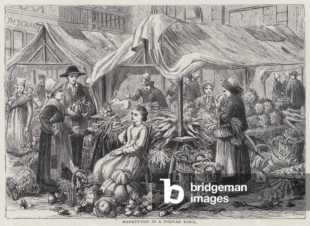 Market-Day in a Norman Town (engraving)