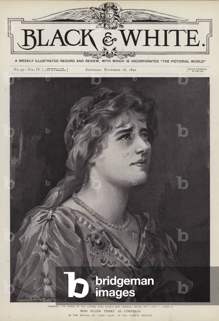 English actress Ellen Terry as Cordelia in a production of Shakespeare's King Lear at the Lyceum Theatre, London, 1892 (litho)
