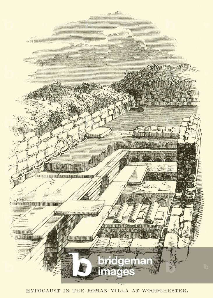 Hypocaust in the Roman Villa at Woodchester (engraving)