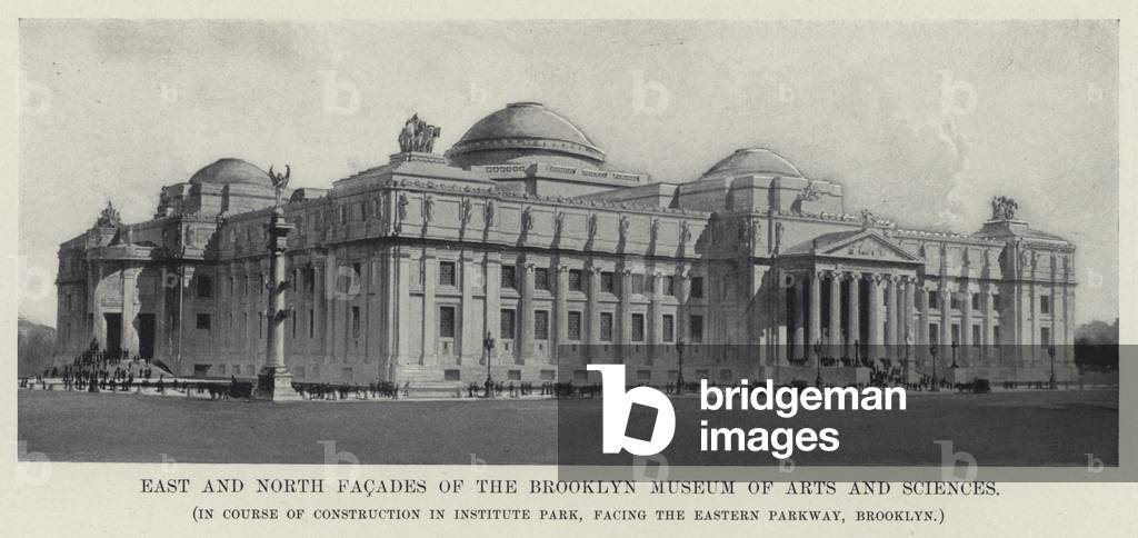 East and North Facades of the Brooklyn Museum of Arts and Sciences (b/w photo)
