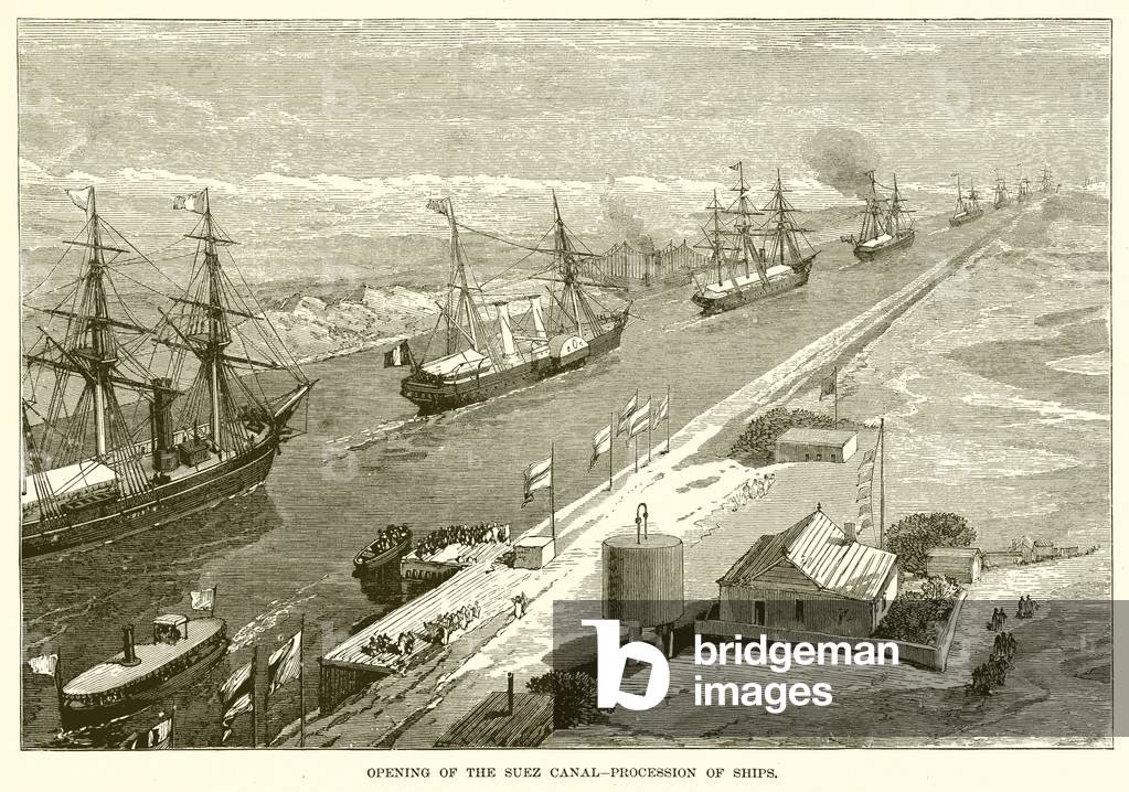 Opening of the Suez Canal--Procession of Ships (engraving)