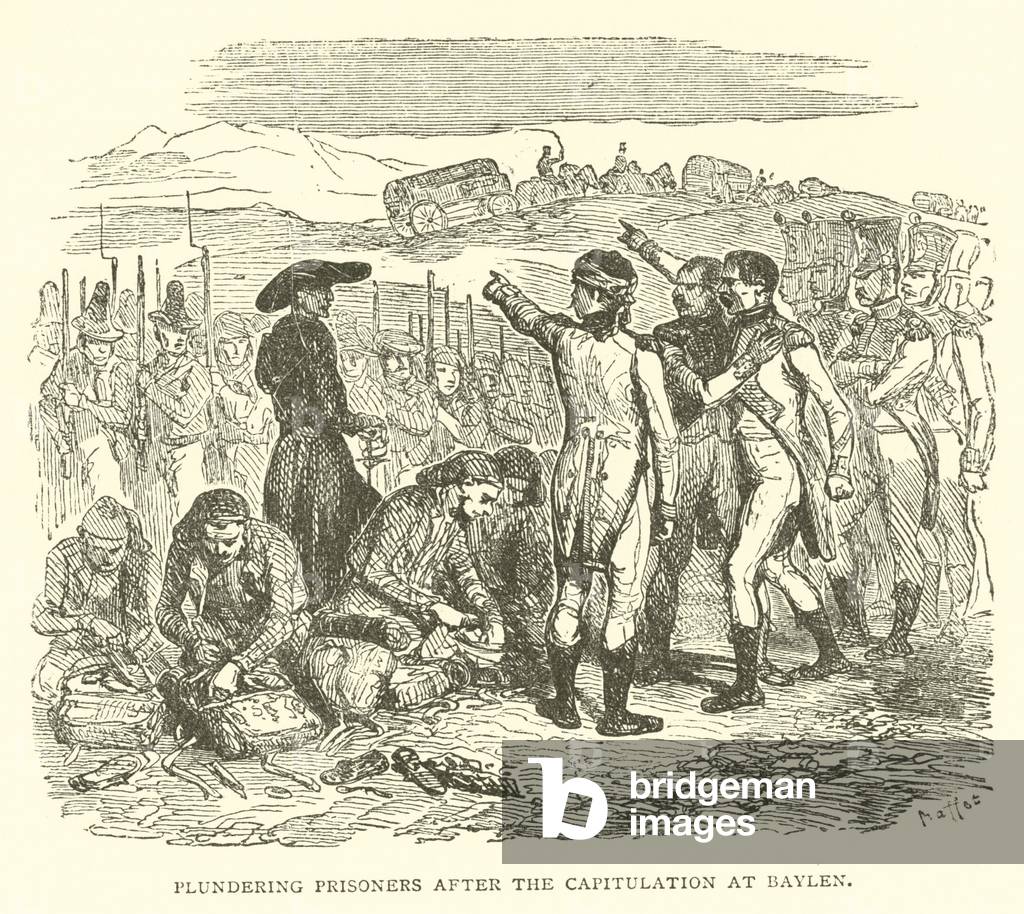 Plundering prisoners after the capitulation at Baylen (engraving)