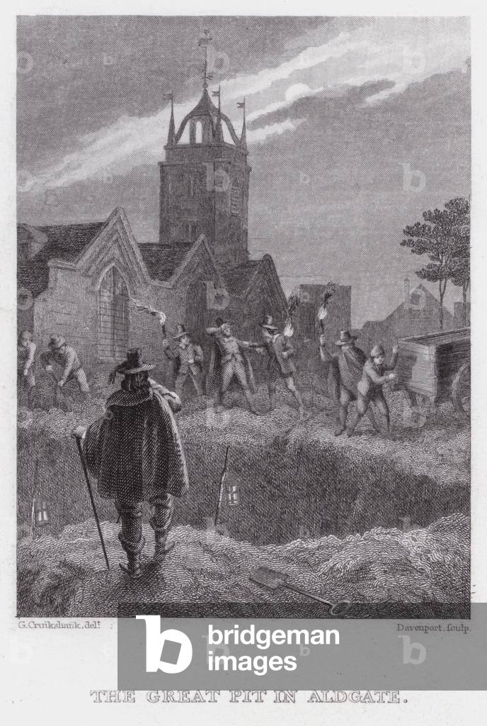 The Great Pit of Aldate, Plague London 1665, 19th century (engraving)
