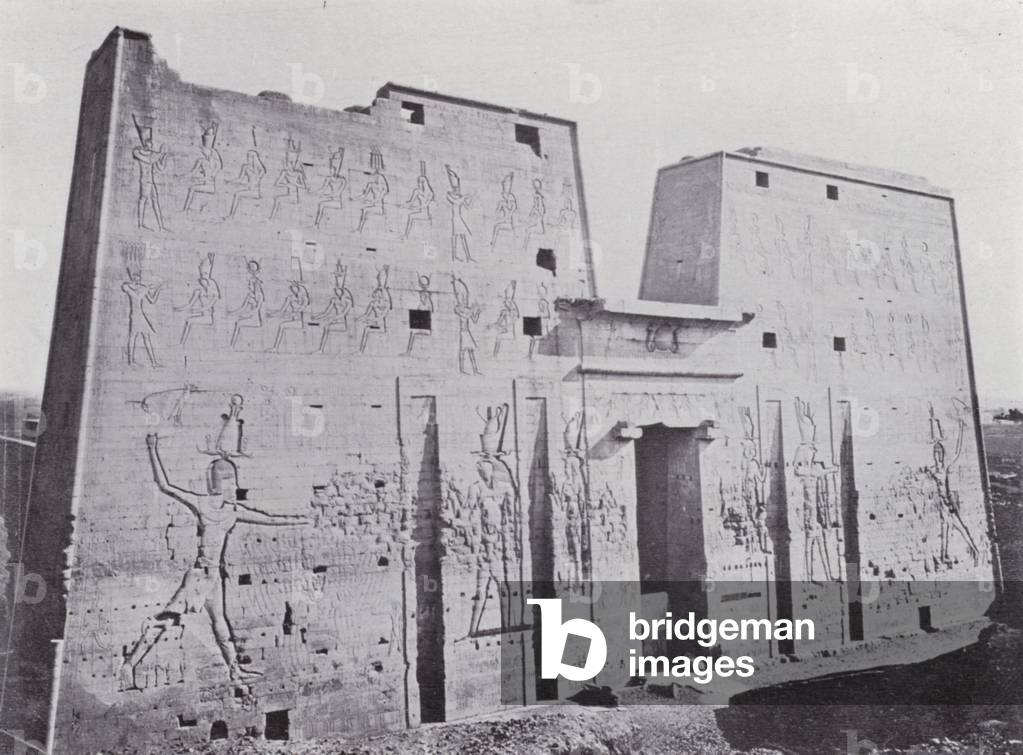 Egypt: Pylon of the Temple of Edfu (b/w photo)