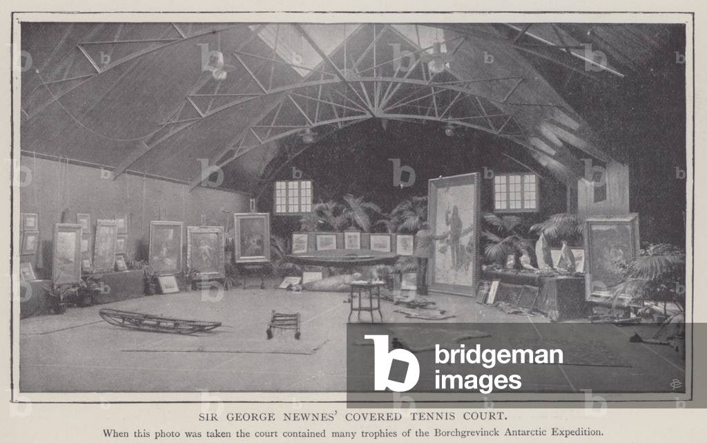 Sir George Newnes covered tennis court (b/w photo)