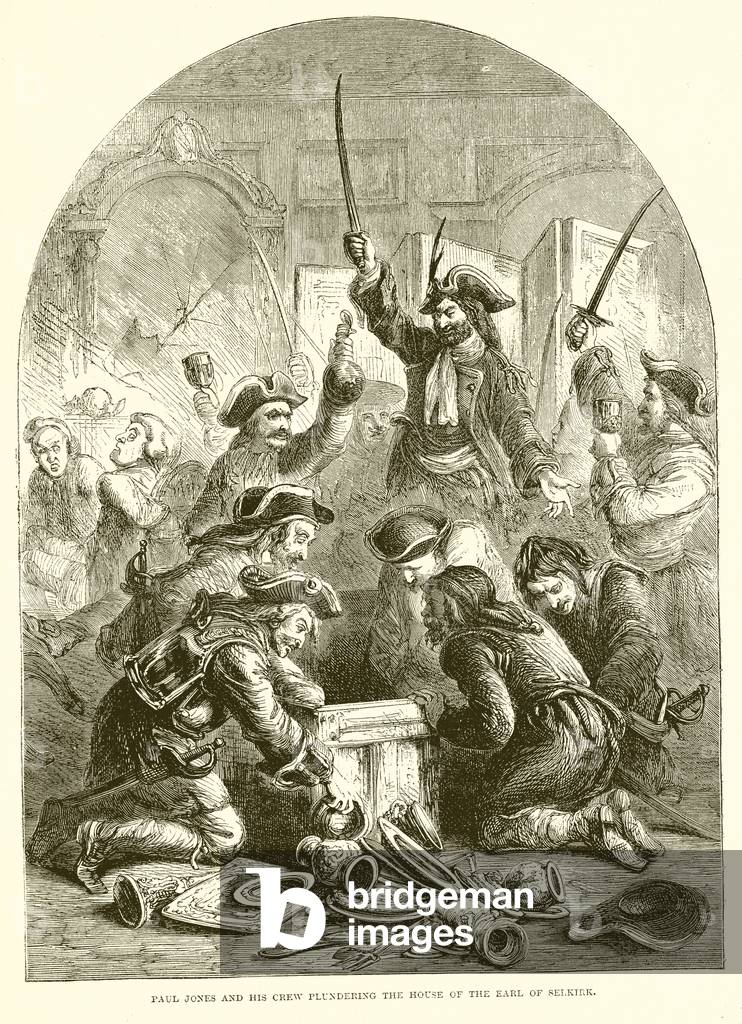 Paul Jones and his Crew plundering the House of the Earl of Selkirk (engraving)