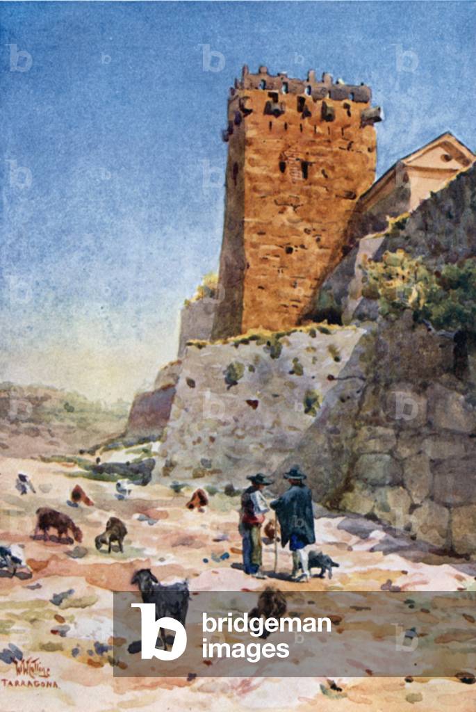 Tarragona, the Archbishop's Tower (colour litho)