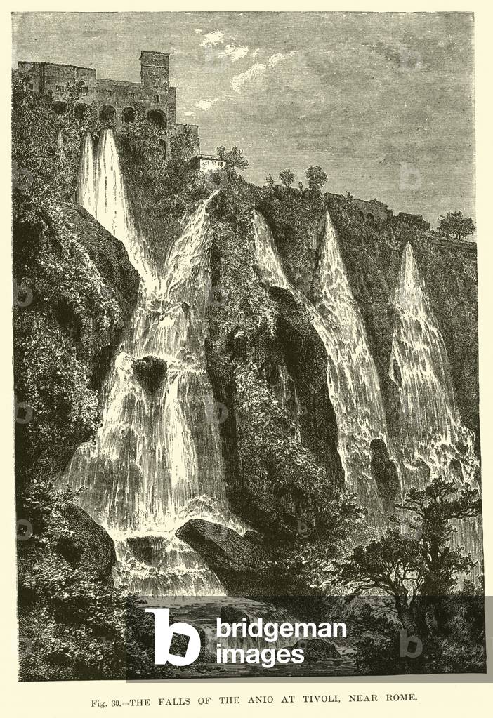 The Falls of the Anio at Tivoli, near Rome (engraving)