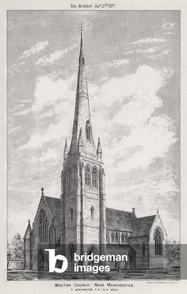 Mouton Church, near Manchester (engraving)