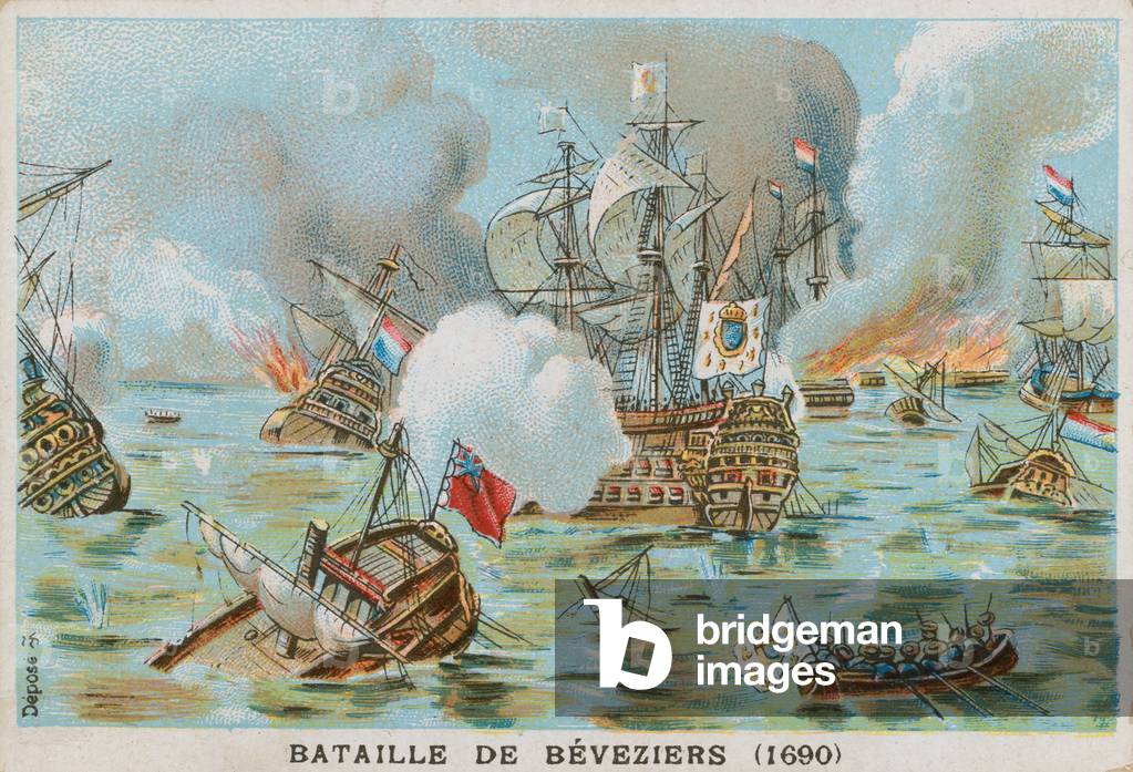 Battle of Beachy Head (Battle of Bevesiers), 1690 (chromolitho)