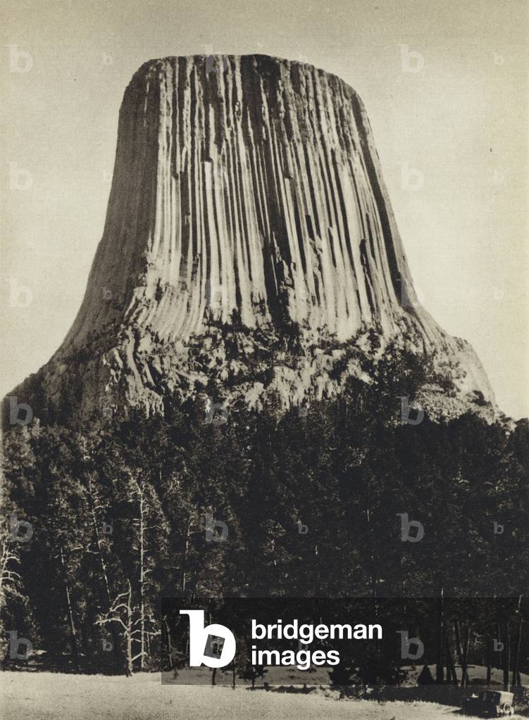 United States, The Devil's Tower, Wyoming (b/w photo)