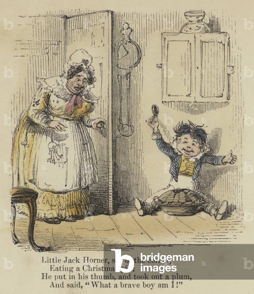 Little Jack Horner, sat in the corner, Eating a Christmas pie, He put in his thumb, and took out a plum, And said, 