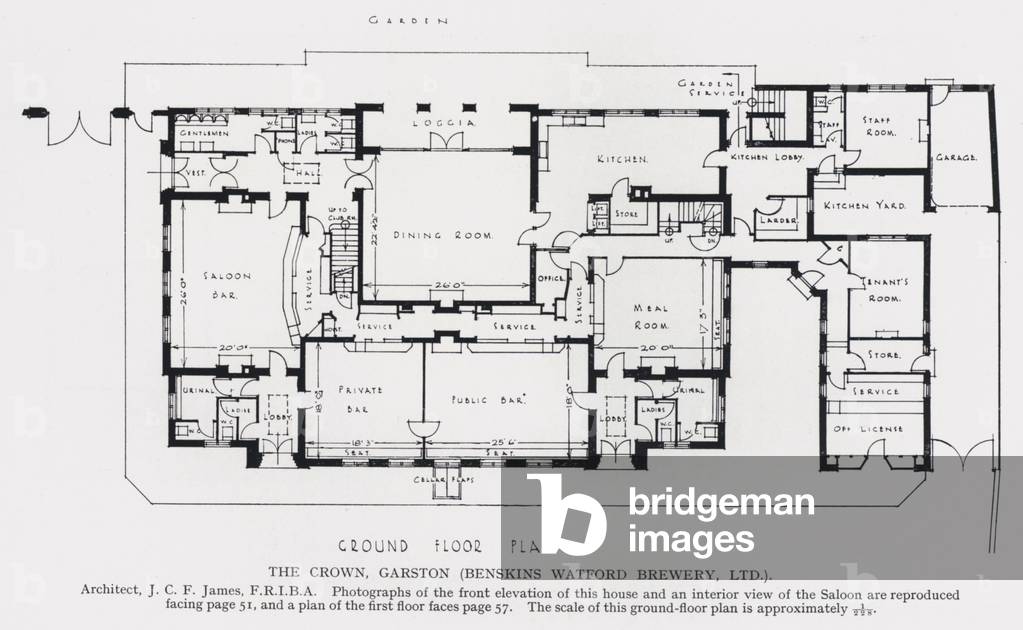 The Crown, Garston, Benskins Watford Brewery, Ltd (litho)