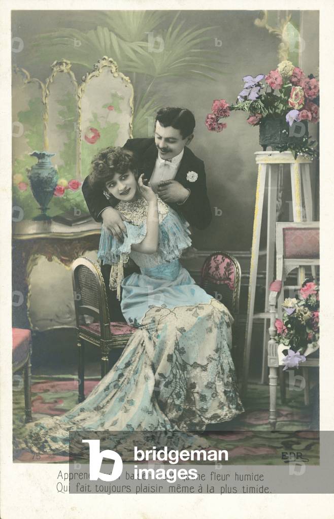 Embracing couple (colour photo)