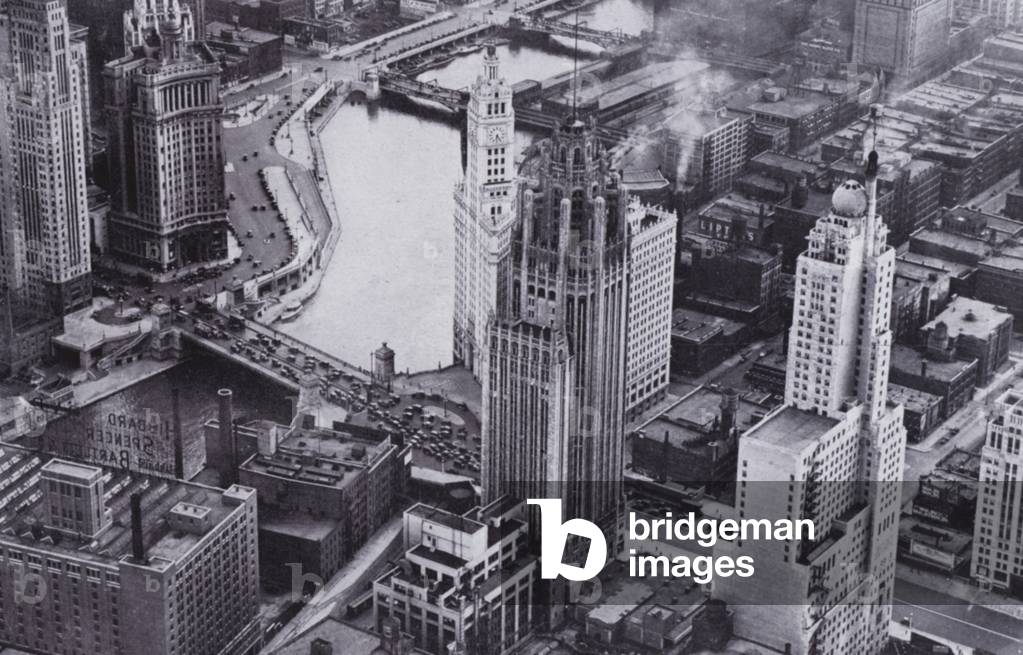 Chicago: Boulevard Link Bridge, from the Air (b/w photo)
