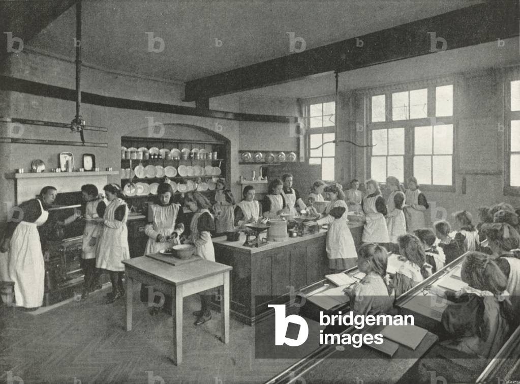 A Board School Cookery Class (b/w photo)