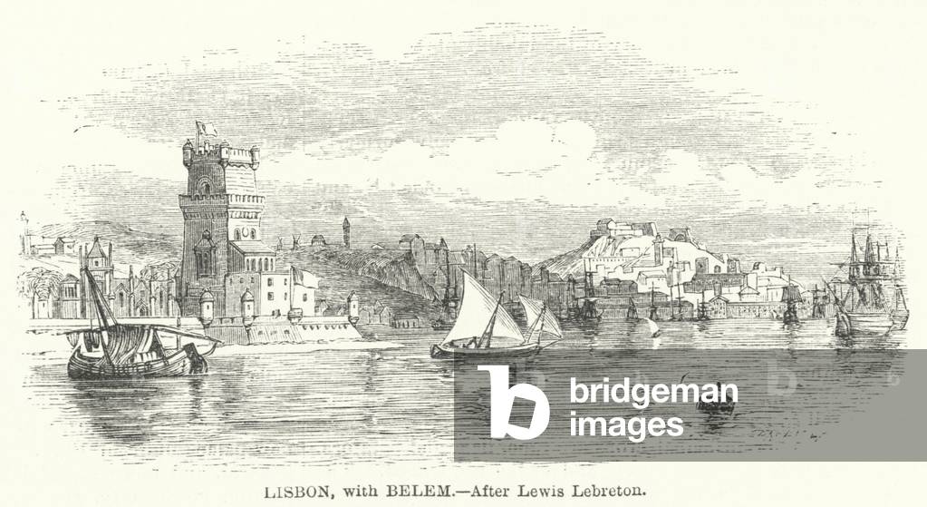 Lisbon, with Belem (engraving)