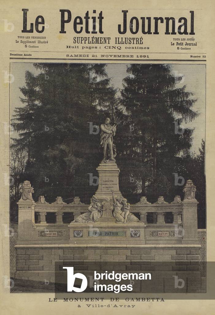 Monument to Leon Gambetta at Ville d'Avray (colour litho)