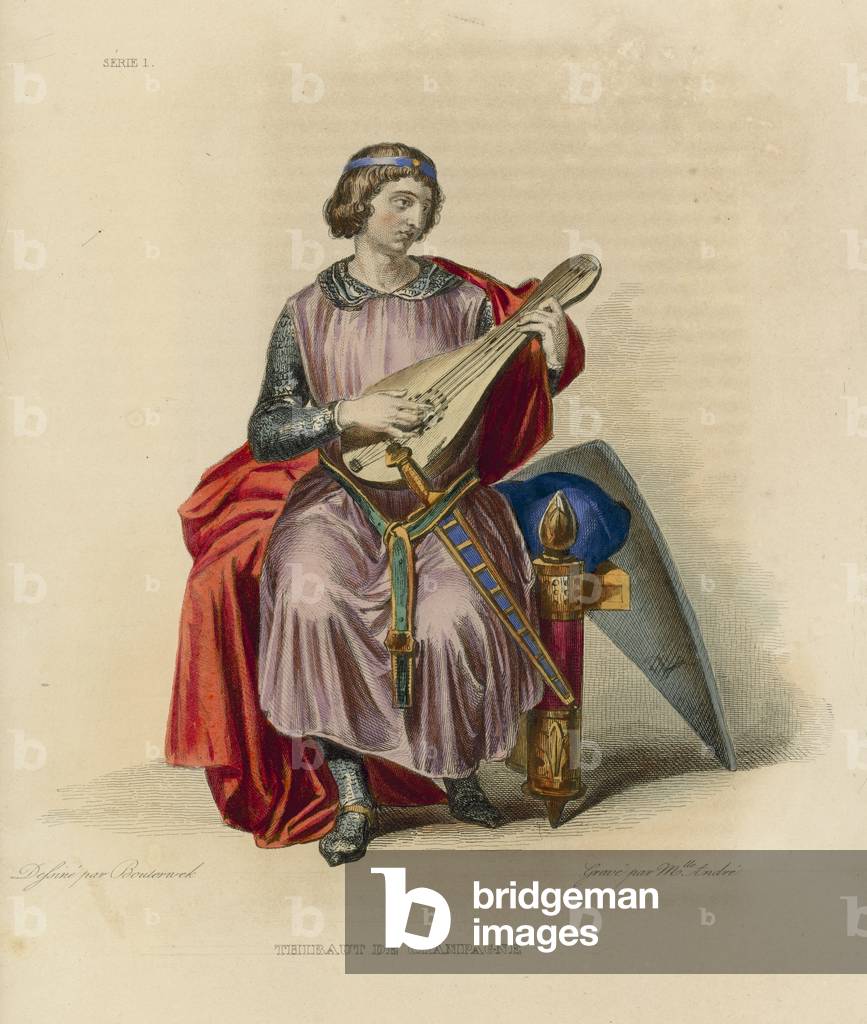 Thibaut de Champagne (coloured engraving)