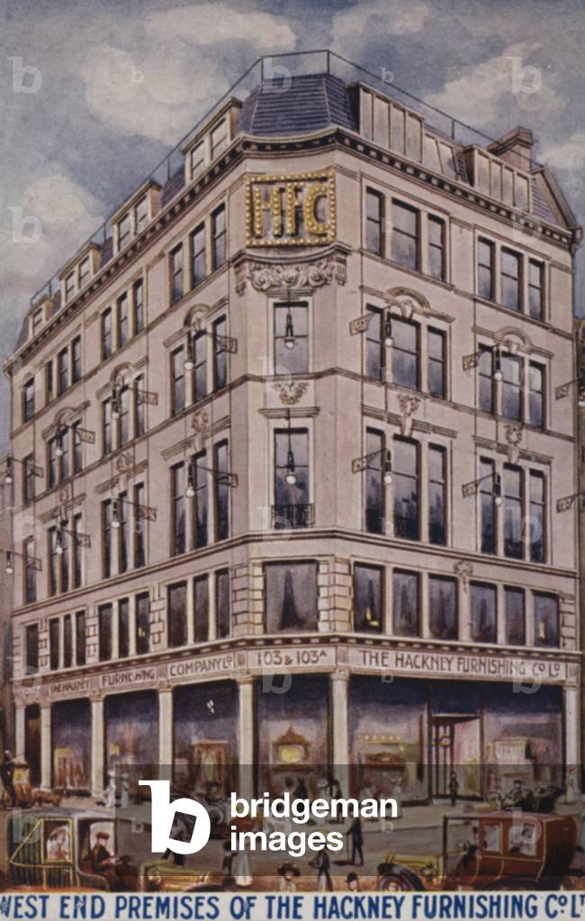West End Premises of The Hackney Furnishing Co Ltd (colour litho)