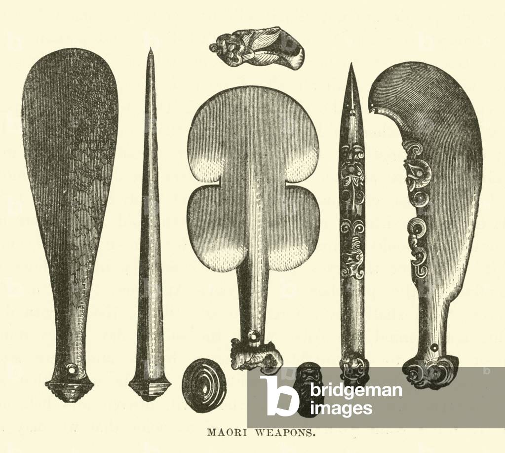 Maori Weapons (engraving)