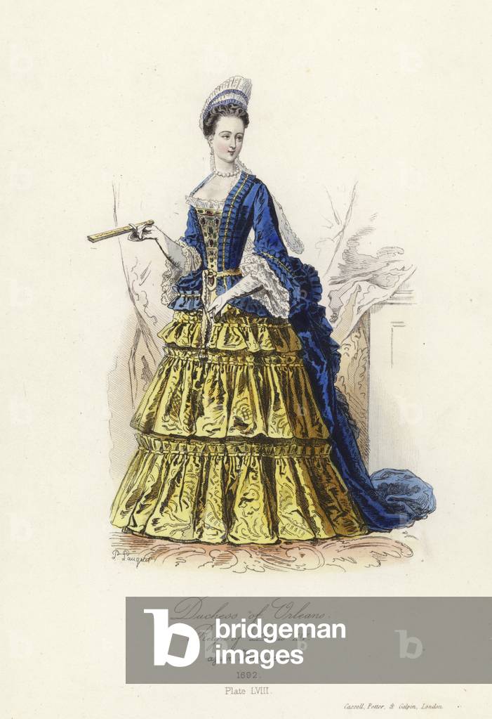 Duchess of Orleans, reign of Louis XIV of France (coloured engraving)