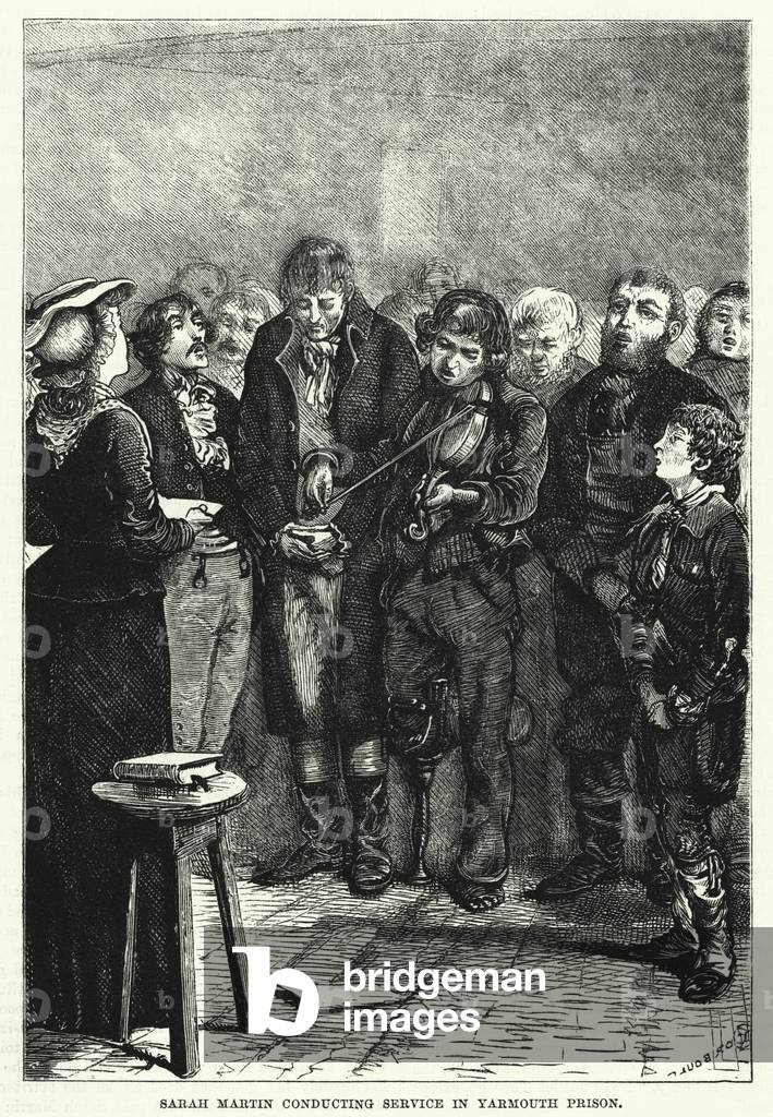 Sarah Martin conducting service in Yarmouth Prison (engraving)