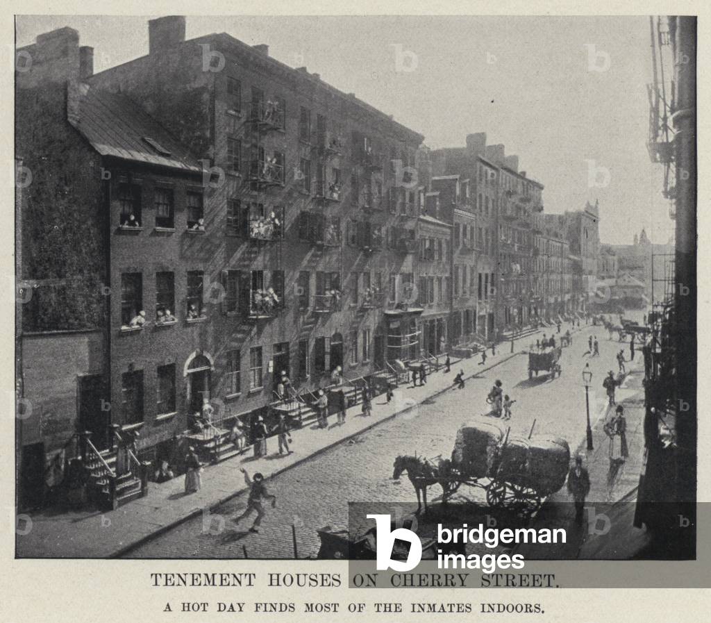 Tenement Houses on Cherry Street (b/w photo)