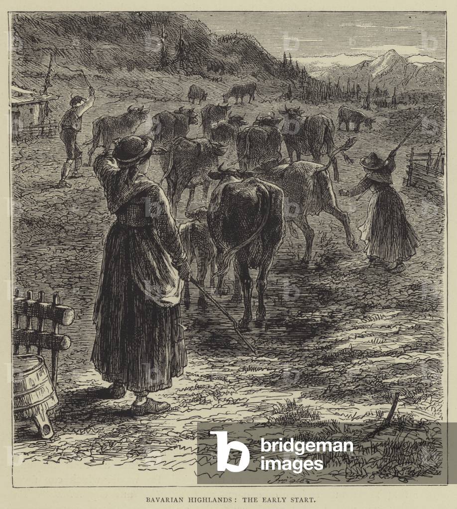 Bavarian Highlands, The Early Start (engraving)