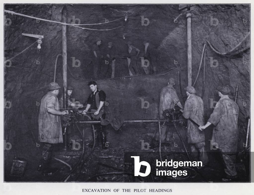 Mersey Tunnel: Excavation of the Pilot Headings (b/w photo)