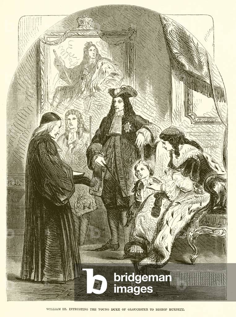 William III. intrusting the Young Duke of Gloucester to Bishop Burnett (engraving)