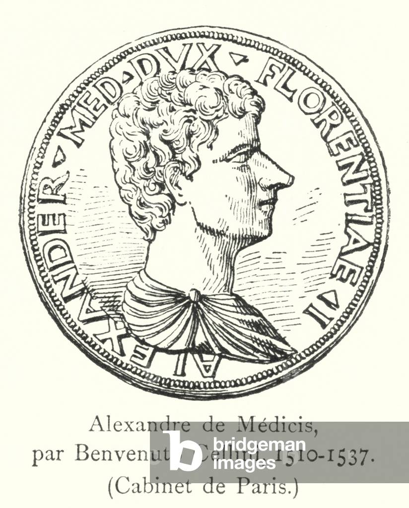 Alexandre de Medicis, par Benvenuto Cellini, 1510-1537, Cabinet de Paris (engraving)