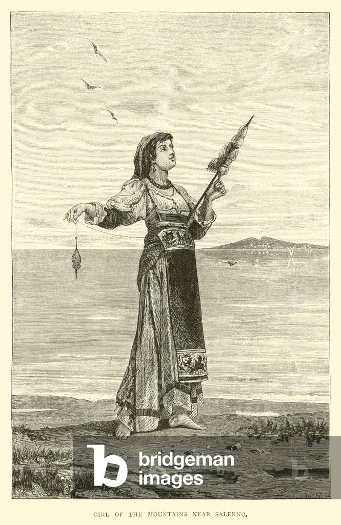 Girl of the mountains near Salerno (engraving)