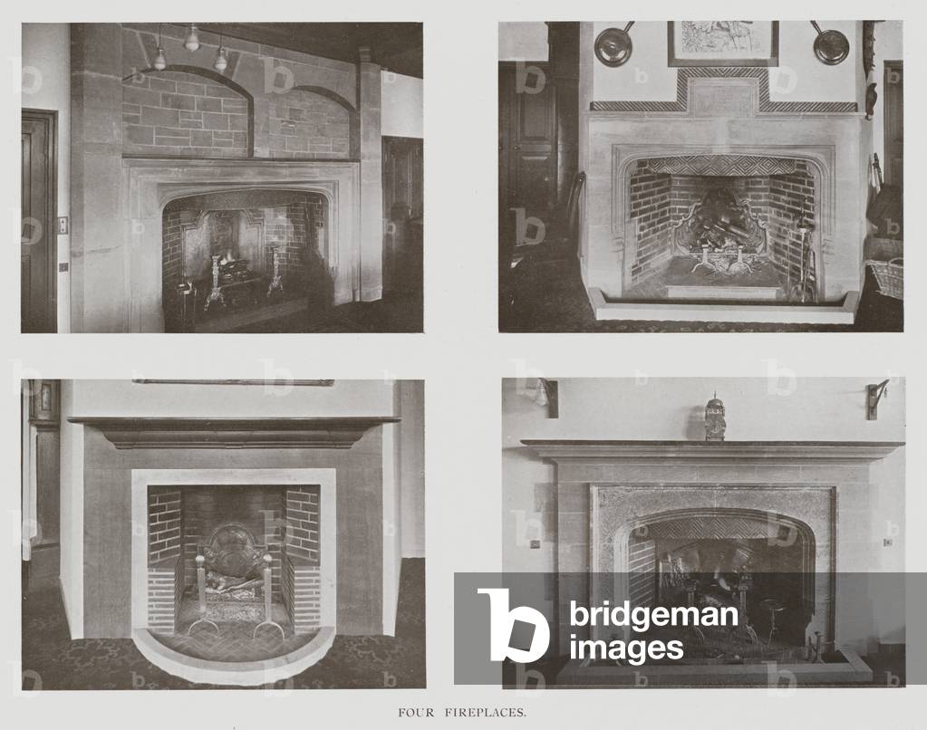 Shovelstrode Manor, East Grinstead, Four Fireplaces (b/w photo)