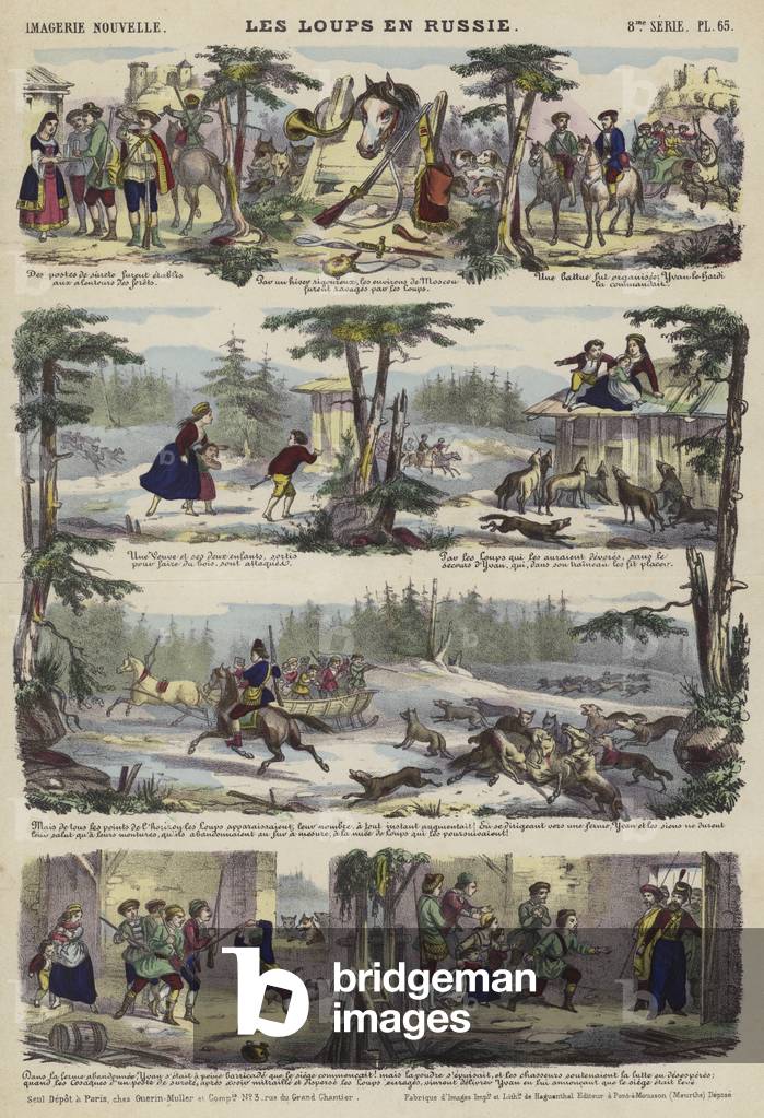 Wolves in Russia (colour litho)