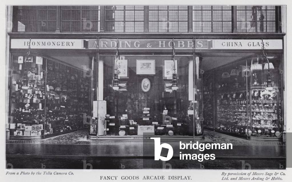 Fancy goods arcade display (b/w photo)