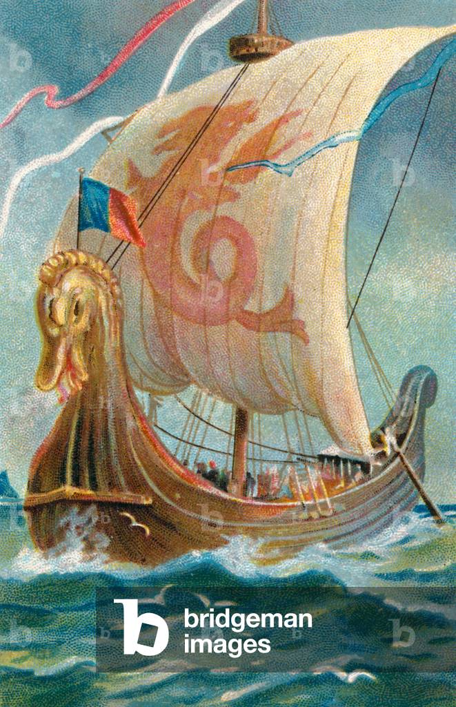 Anglo-Saxon ship (chromolitho)