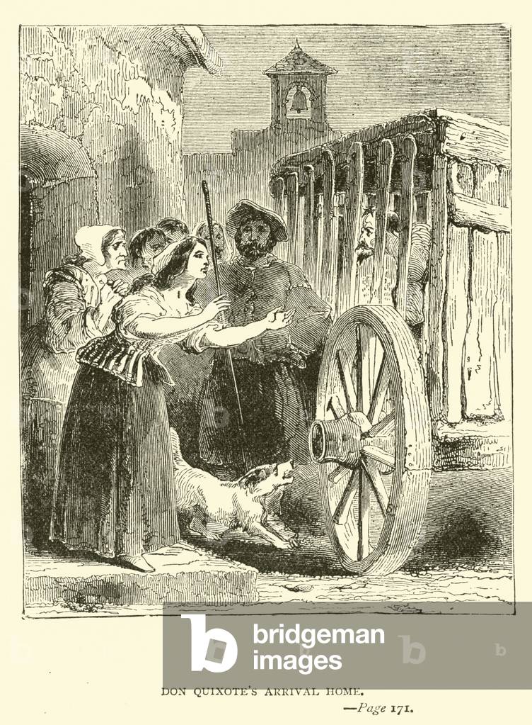 Don Quixote's arrival home (engraving)