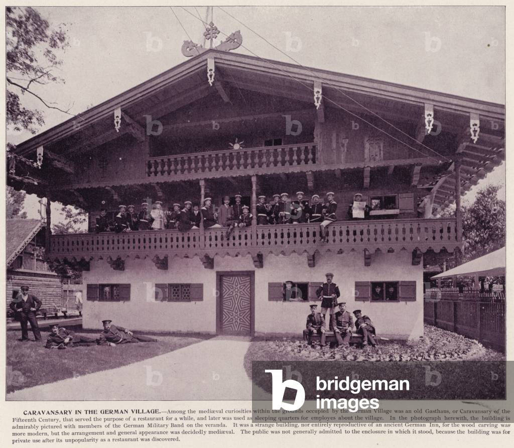 Chicago World's Fair, 1893: Caravansary in the German Village (b/w photo)