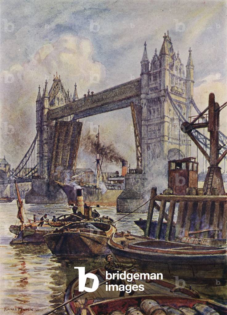 The Tower Bridge (colour litho)