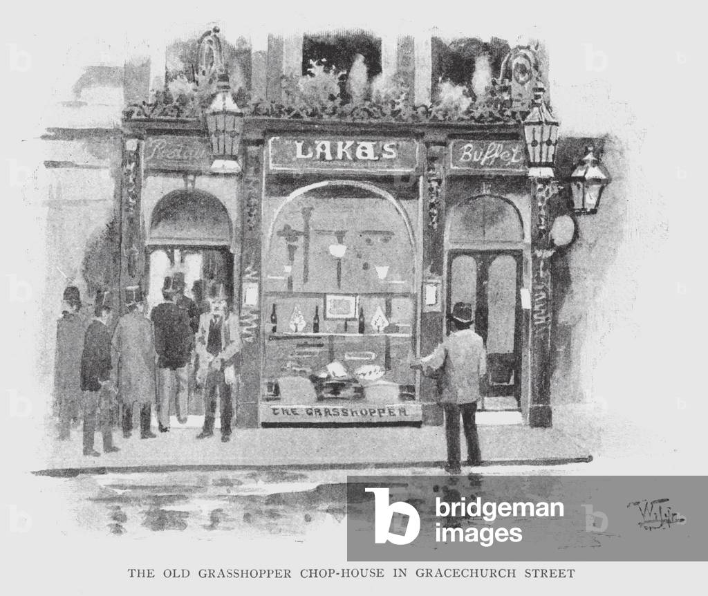 The Old Grasshopper Chop-House in Gracechurch Street (litho)