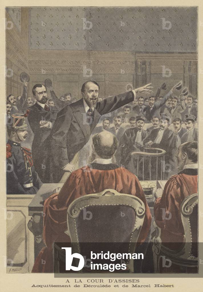 Acquittal of Paul Deroulede and Marcel Habert at the Paris Assize Court (colour litho)