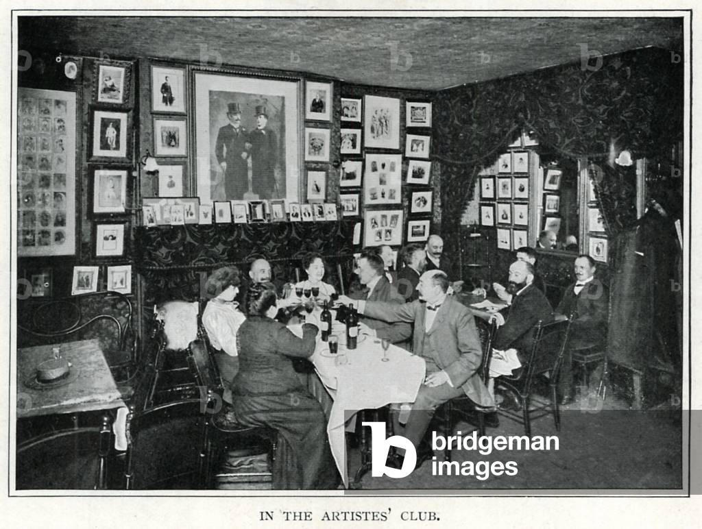In the Artistes' Club (b/w photo)