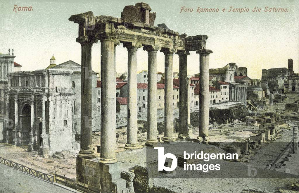 Rome, Italy, Roman Forum, Temple of Saturn (colour photo)
