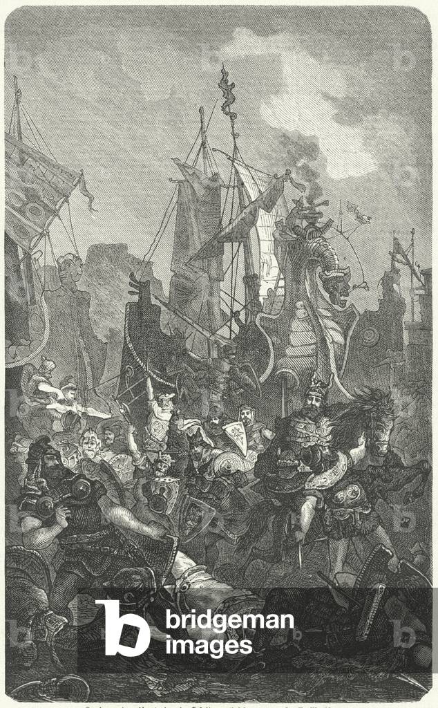 The landing of the Vandals in Africa, 429 (engraving)