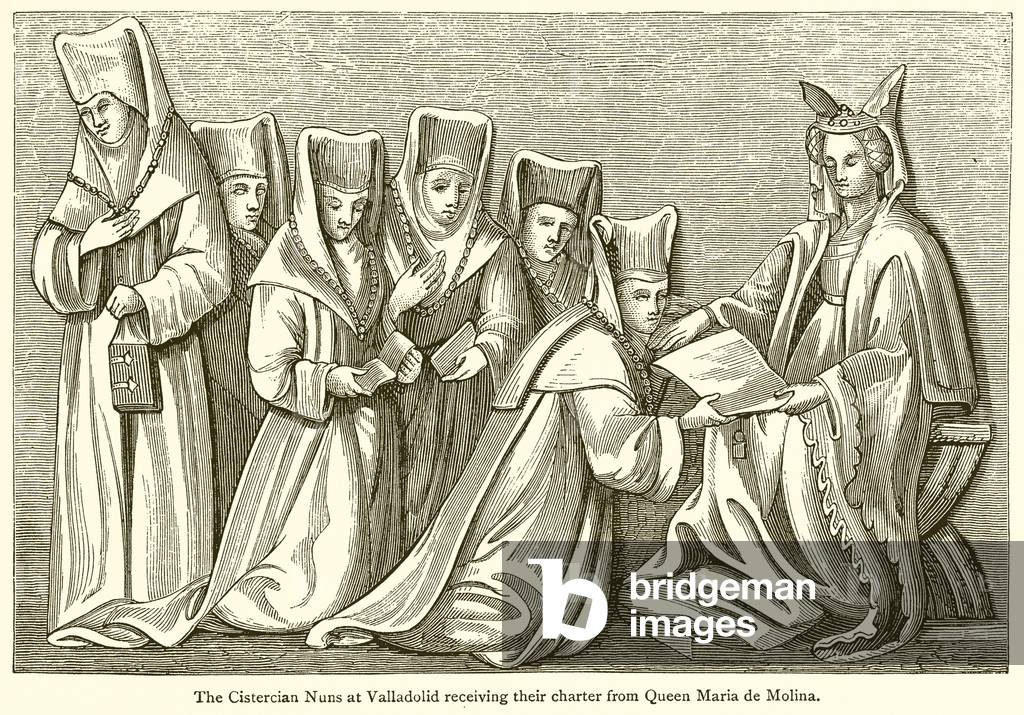 The Cistercian Nuns at Valladolid Receiving their Charter from Queen Maria de Molina (engraving)