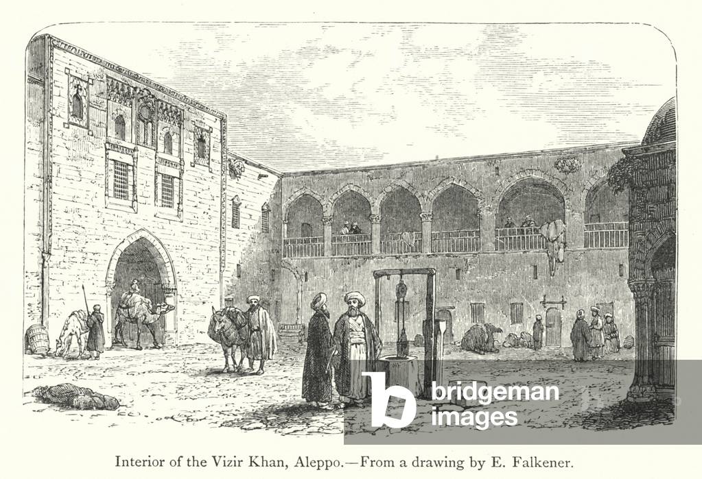 Interior of the Vizir Khan, Aleppo (engraving)