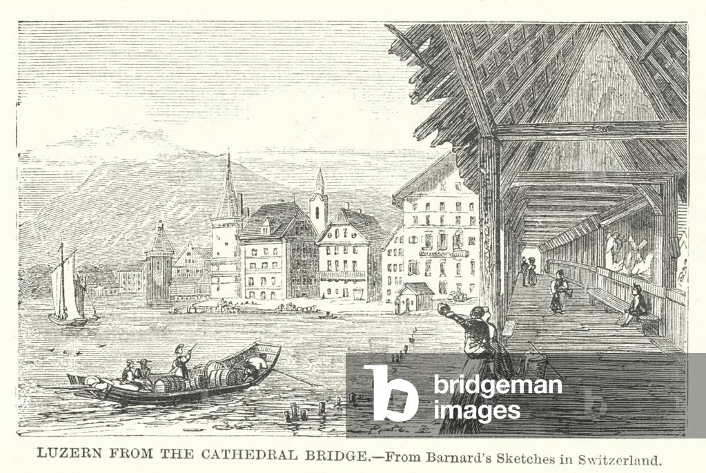 Luzern from the Cathedral Bridge (engraving)