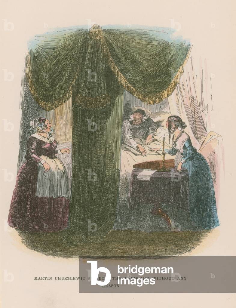 Illustration for Martin Chuzzlewit (colour litho)