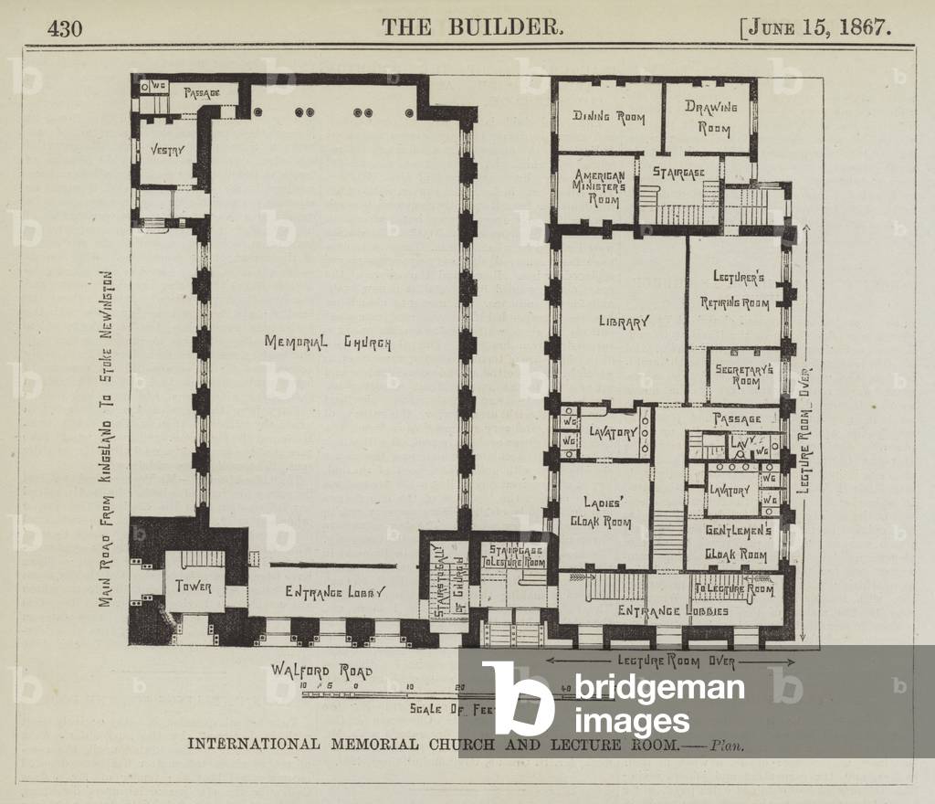 International Memorial Church and Lecture Room, Plan (engraving)